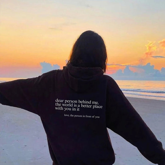 Zachte Warme Oversized Hoodie Dames met Tekstprint op de Rug