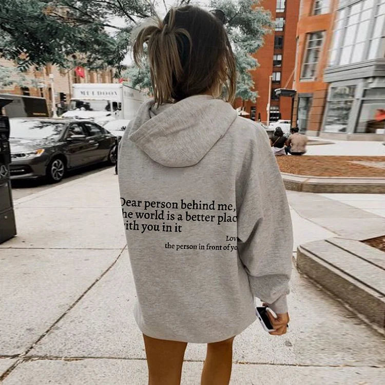 Zachte Warme Oversized Hoodie Dames met Tekstprint op de Rug