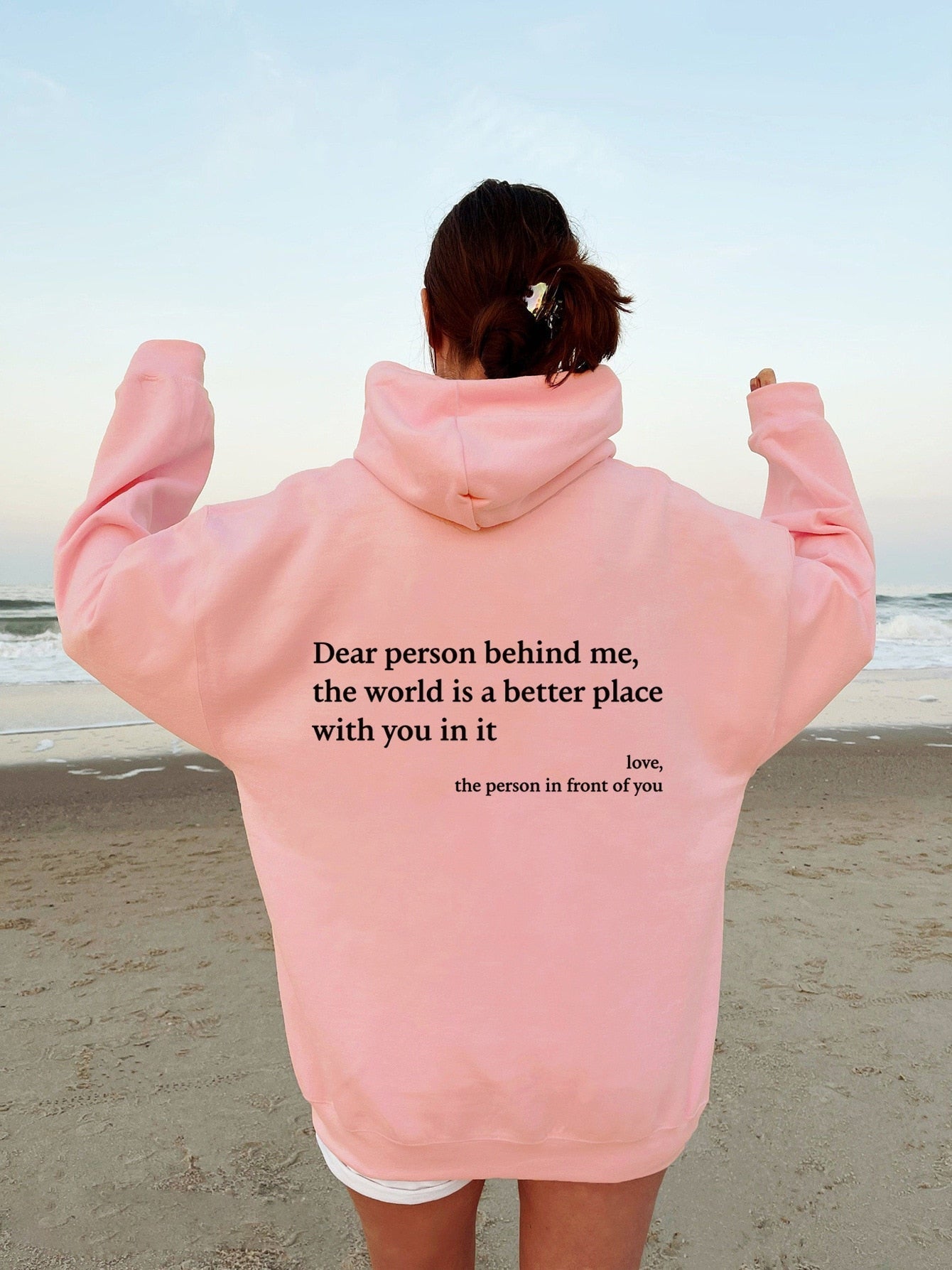 Zachte Warme Oversized Hoodie Dames met Tekstprint op de Rug