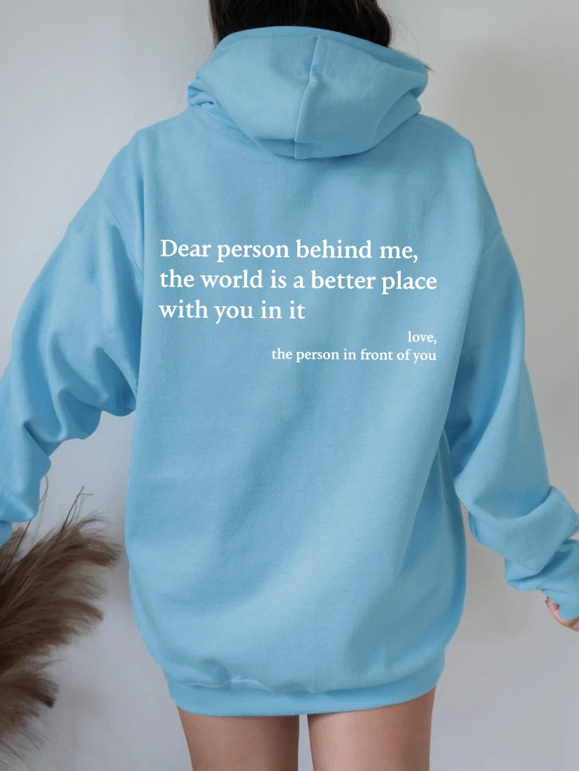 Zachte Warme Oversized Hoodie Dames met Tekstprint op de Rug