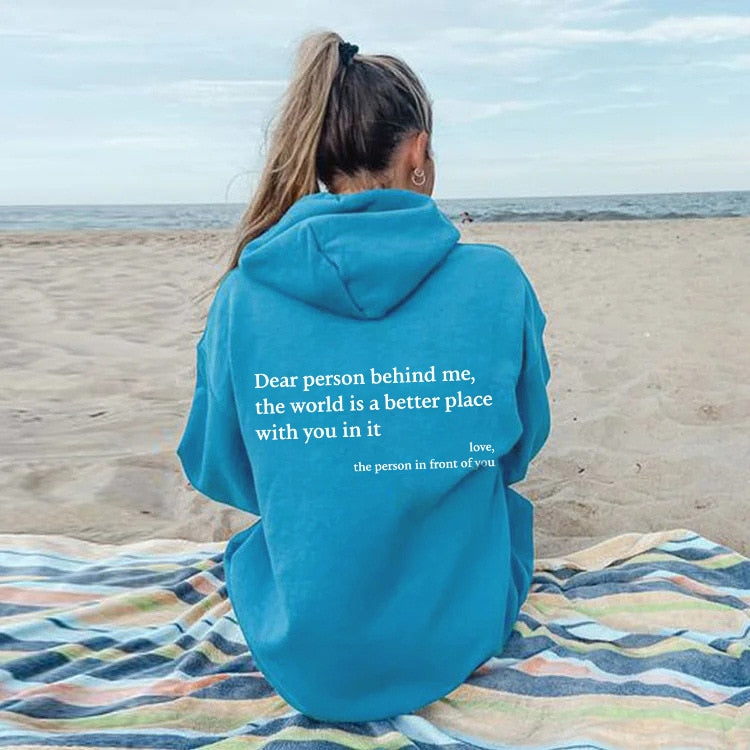 Zachte Warme Oversized Hoodie Dames met Tekstprint op de Rug