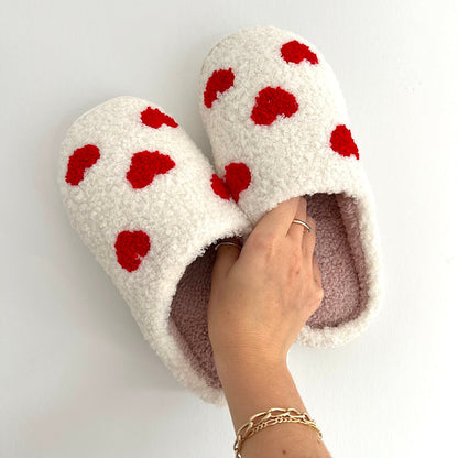 Dames Winterse Hartjes Pantoffels met Anti Slip Zool