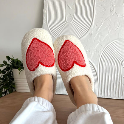 Dames Winterse Hartjes Pantoffels met Anti Slip Zool