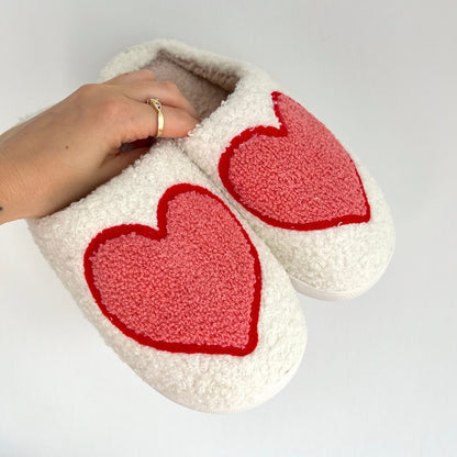 Dames Winterse Hartjes Pantoffels met Anti Slip Zool