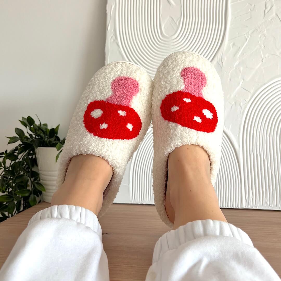 Dames Winterse Hartjes Pantoffels met Anti Slip Zool