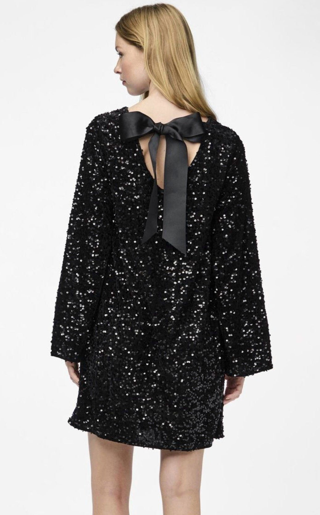 Glitter Chique Vrouwen Mini Cocktailjurk Open Rug Met Strik
