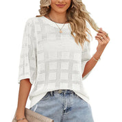 Fine-Knit Top with Openwork Pattern for Women