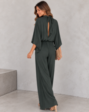Elegante Wide Leg Jumpsuit Voor Dames Met Cape Mouwen En Tailleband