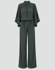 Elegante Wide Leg Jumpsuit Voor Dames Met Cape Mouwen En Tailleband