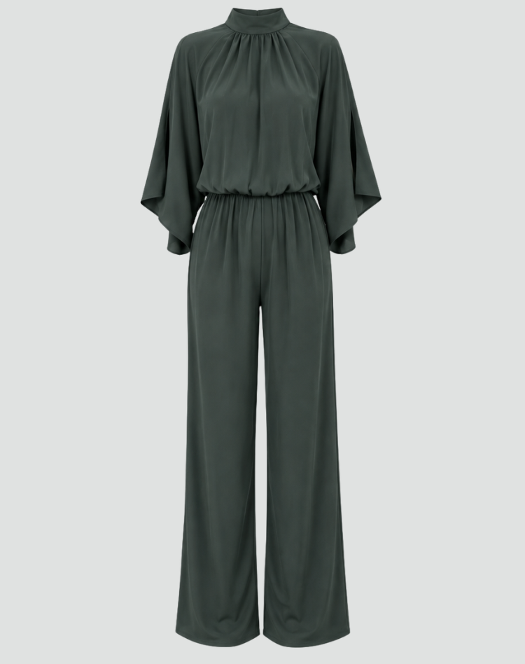 Elegante Wide Leg Jumpsuit Voor Dames Met Cape Mouwen En Tailleband
