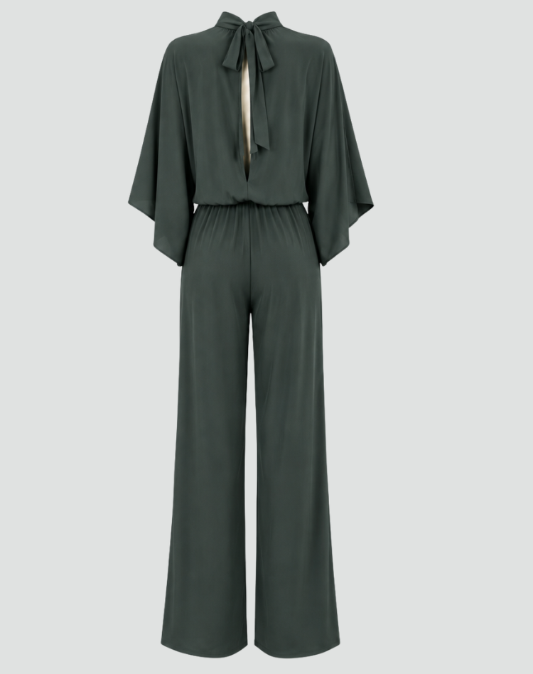 Elegante Wide Leg Jumpsuit Voor Dames Met Cape Mouwen En Tailleband