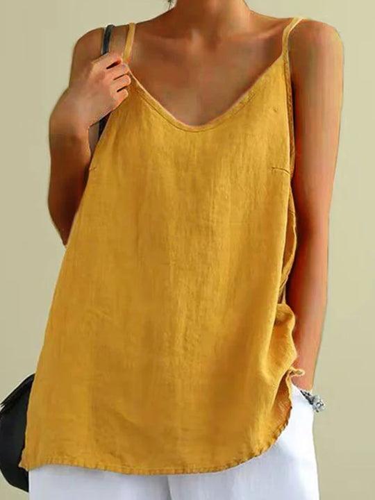 Summer Top with Spaghetti Straps and V-Neck for Women