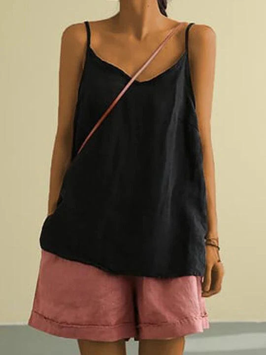 Summer Top with Spaghetti Straps and V-Neck for Women
