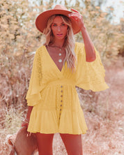 Jassmine Dress | Chic Button Lace Mini Dress
