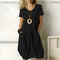 Jayani Dress | Short Sleeves Solid Color Dress with Pockets