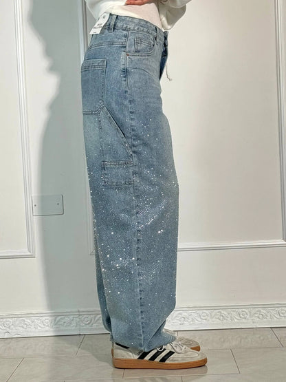 Trendy Glanzende Dames Jeans met Wijde Pijpen