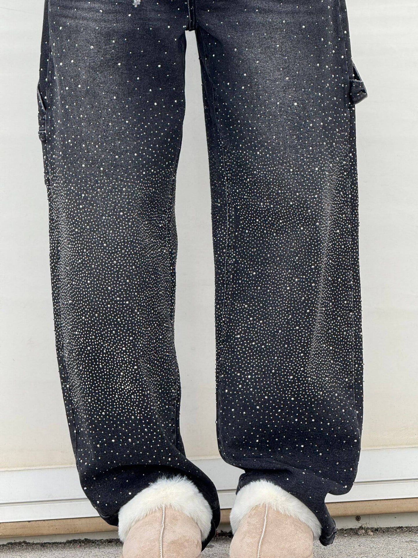 Glitter Baggy Jeans Vrouwen met High Waist