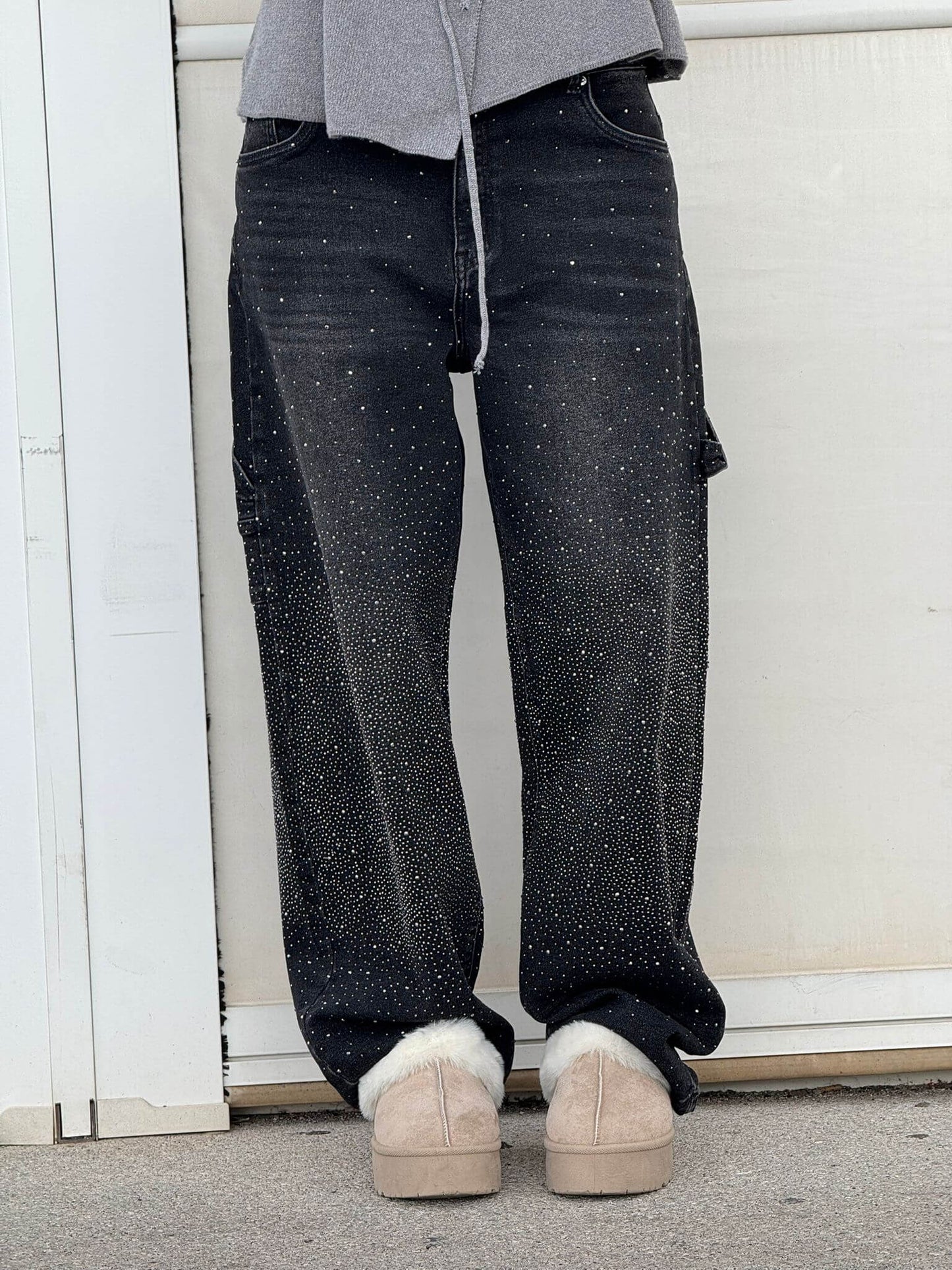 Glitter Baggy Jeans Vrouwen met High Waist