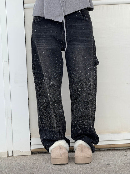 Glitter Baggy Jeans Vrouwen met High Waist