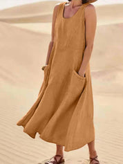 Josephine Dress | Sleeveless Cotton Linen Summer Dress