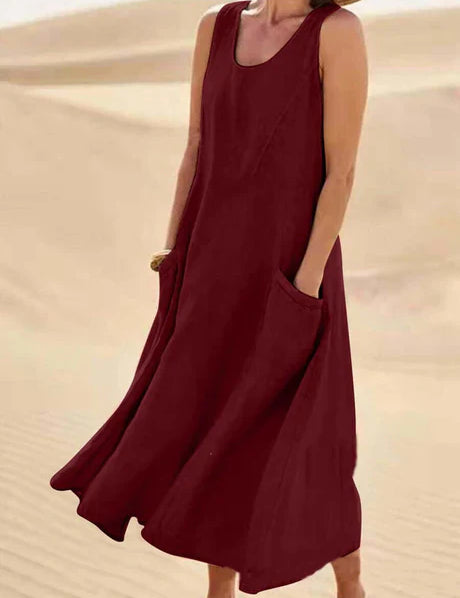 Josephine Dress | Sleeveless Cotton Linen Summer Dress