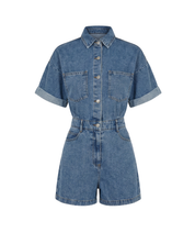 Jumpsuit Damen | Jeans-Overall mit Kragen & Kurzarm