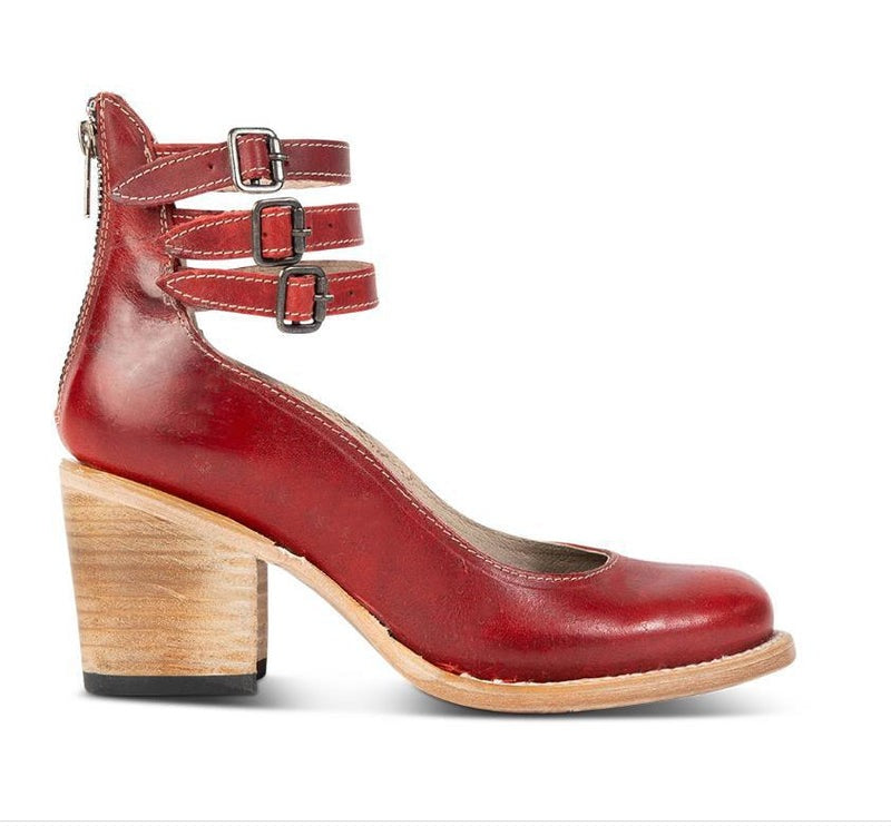 Vintage Women's Pumps with Strap Buckles and Block Heel