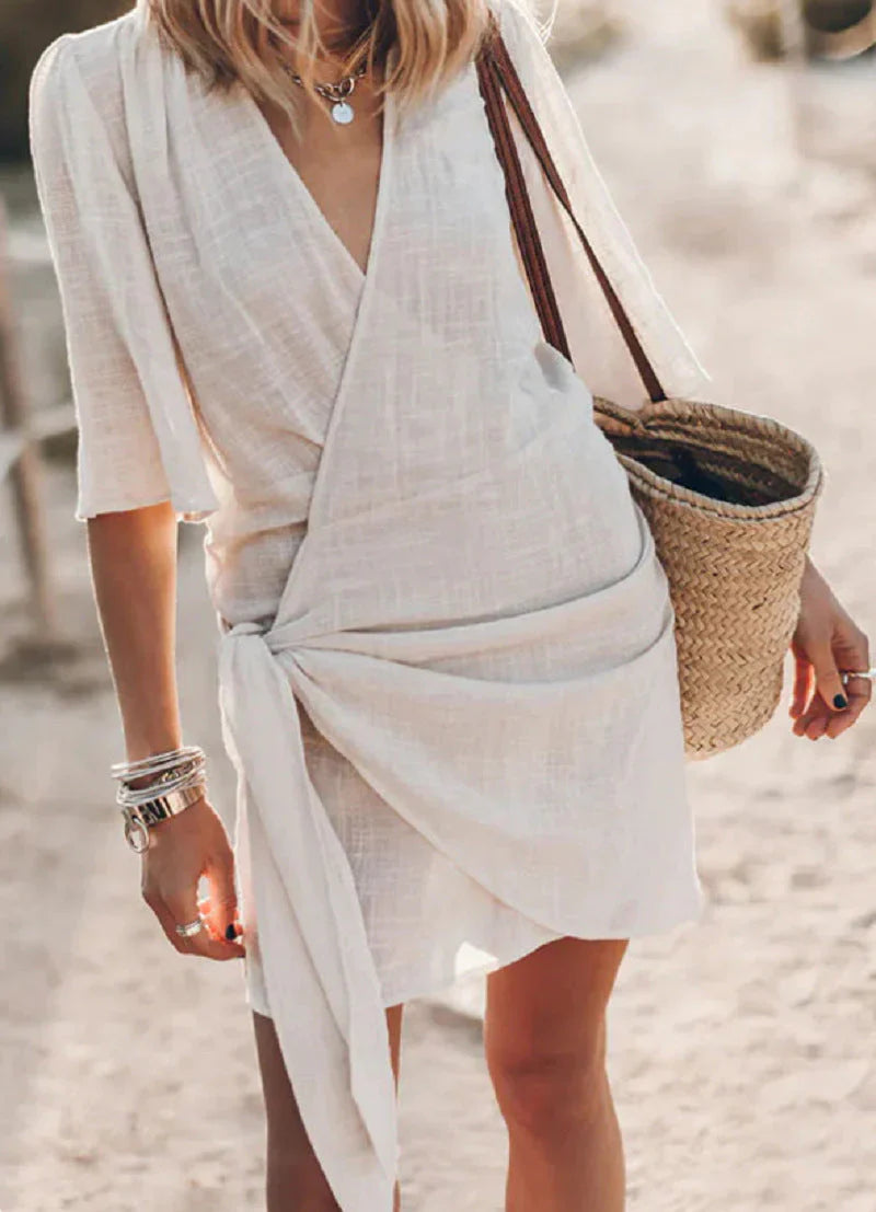 Katherine Dress | Knotted Wrap Mini Dress