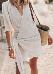 Katherine Dress | Knotted Wrap Mini Dress