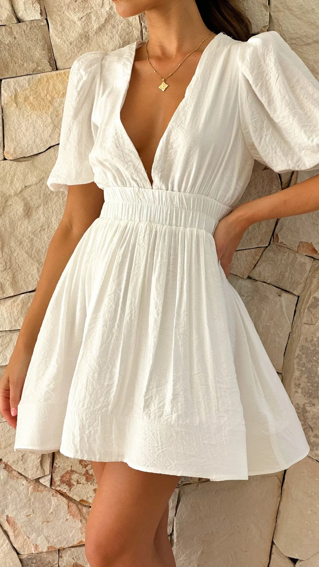 Kenley Dress | Short Puff Sleeves Mini Dress