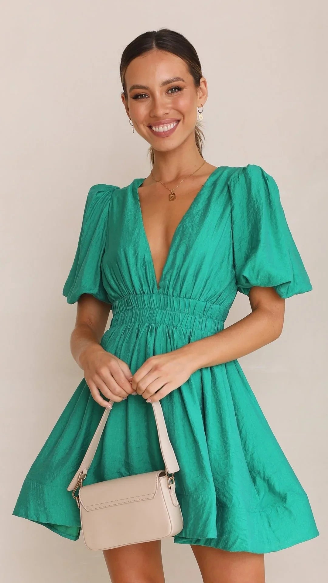 Kenley Dress | Short Puff Sleeves Mini Dress