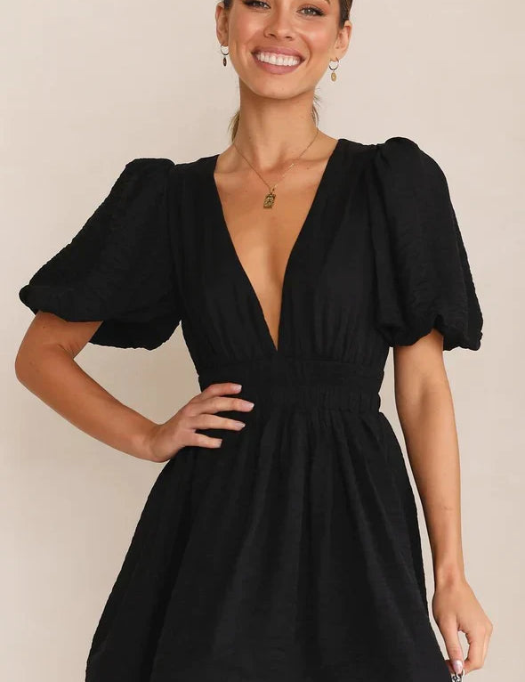 Kenley Dress | Short Puff Sleeves Mini Dress