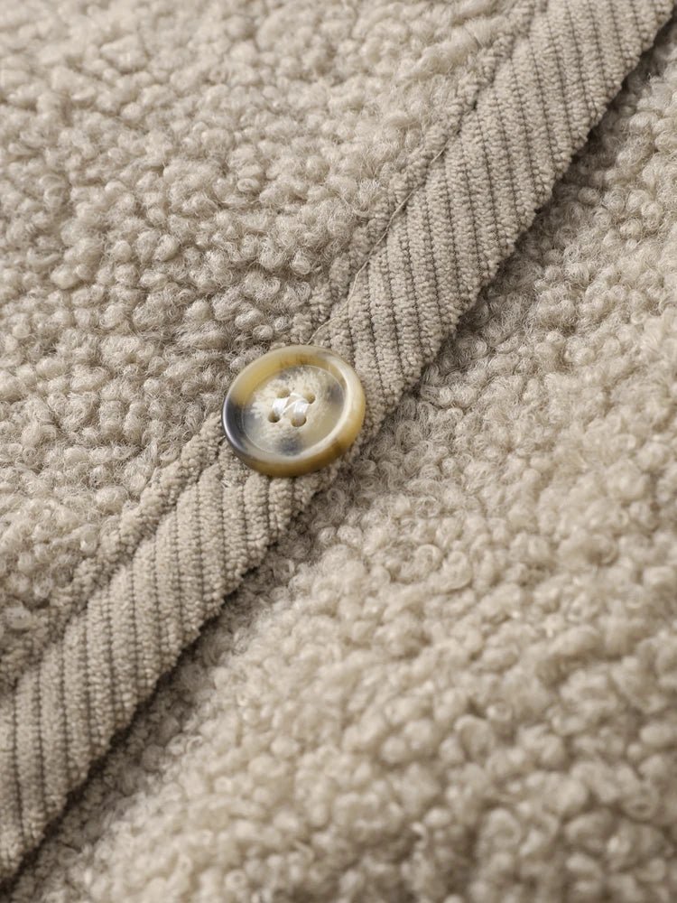 Gilet teddy pour femmes, chaud et doux avec boutons et poches
