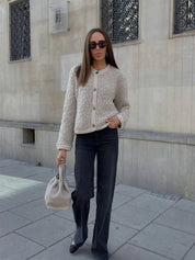 Gilet teddy pour femmes, chaud et doux avec boutons et poches