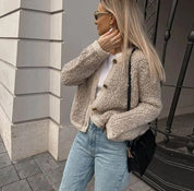 Gilet teddy pour femmes, chaud et doux avec boutons et poches
