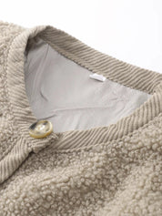Gilet teddy pour femmes, chaud et doux avec boutons et poches