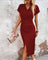 Kiyana Dress | V-Neck Bodycon Midi Dress with Front Split