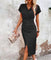 Kiyana Dress | V-Neck Bodycon Midi Dress with Front Split