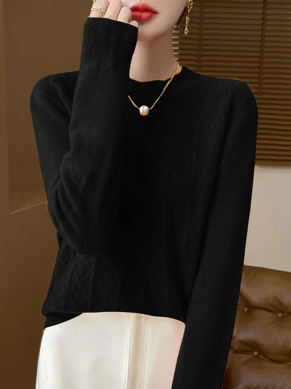 Zachte Dames Gebreide Trui met Lange Mouwen en Fijn Patroon