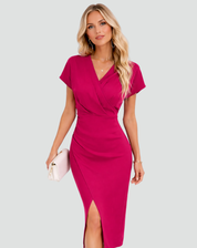 Cocktail Midi Jurk Voor Dames Met V Hals En Split