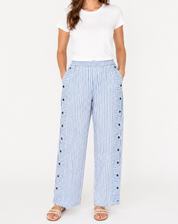 Summer Striped Pants for Women with Straight Legs