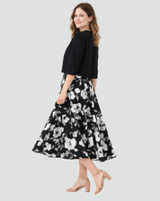 Ensemble deux pièces avec robe midi fleurie et veste courte