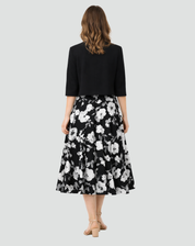 Ensemble deux pièces avec robe midi fleurie et veste courte
