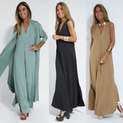 Maxi Dress with Vest and V-Neck for Women