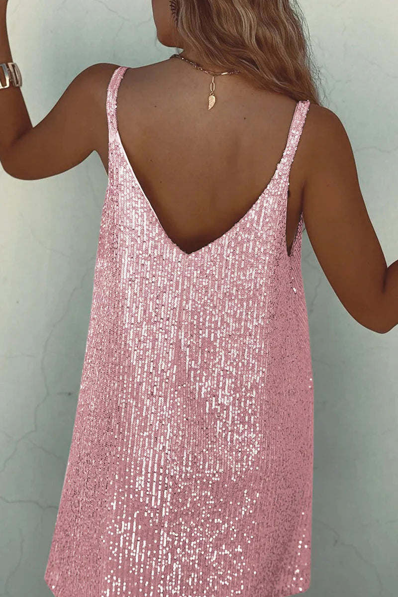 Kristy Dress | Sleeveless Sequins Mini Dress