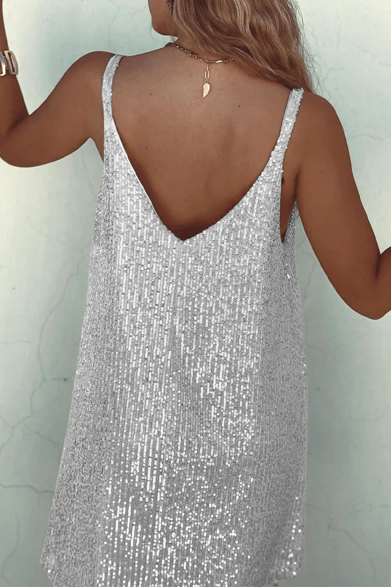 Kristy Dress | Sleeveless Sequins Mini Dress