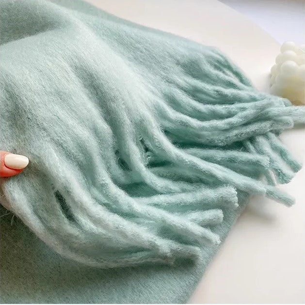 Warm Elegant Winter Scarf with Stylish Fringes for Women