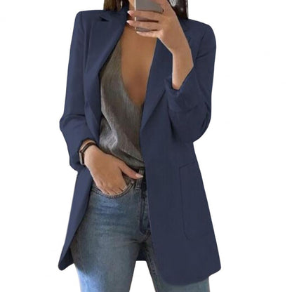 Lange Blazer Vrouwen met Klassieke Revers