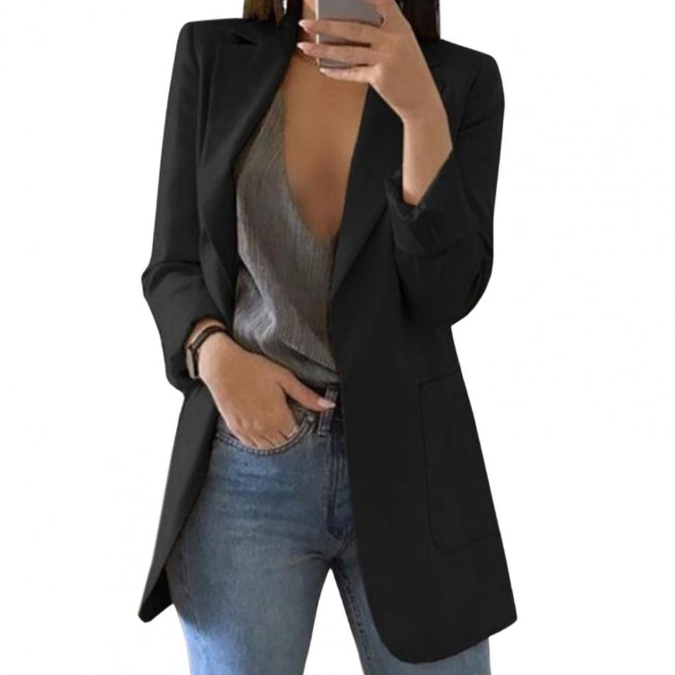 Lange Blazer Vrouwen met Klassieke Revers