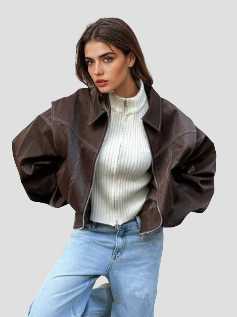 Eliza - Trendy oversized leren jas